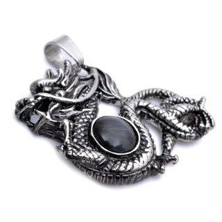 K Mega Jewelry Stainless Steel Black Dragon Mens Pendant Necklace P801 [Jewelry] Jewelry