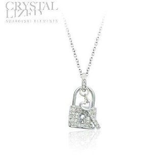 Charm Jewelry Swarovski Crystal Element 18k Gold Plated Clear Crystal Heart Lock Necklace Z#803 Zg4dad1c Jewelry