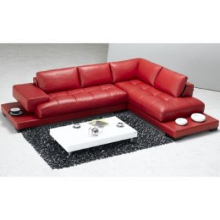 Tosh Furniture Modern Red Leather Sectional Sofa   Sectional Sofas