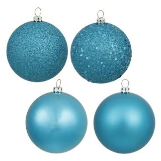 Vickerman 2.75 in. Turquoise 4 Finish Ornament Assorted   Set of 20   Ornaments