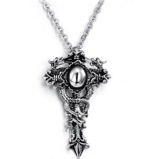 Men's Double Dragon Cross Sword Pendant Necklace in a Nice Gift Box GX805 Jewelry