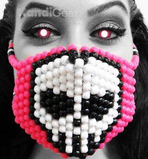 Original Mask From Kandigear   White Skull Pink Kandi Mask, Rave Wear, Gear Costume, Plur, EDC   Often Imitated Never Duplicated, Only From Kandigear 