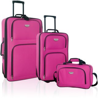 Travelers Club 3 Piece EVA Expandable Genova Value Set   Neon Pink   Luggage Sets
