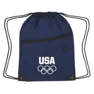 Team USA Olympic Games Navy String Bag w Front Zipper   Backpacks