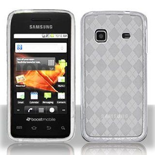 Straight Talk Samsung Galaxy Precedent SCH M828C Accessory   Clear Plaid TPU soft Skin Gel Case Cover Protective Case Cover+LF Stylus Pen Cell Phones & Accessories