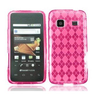 Straight Talk Samsung Galaxy Precedent SCH M828C Accessory   Pink Plaid TPU soft Skin Gel Case Cover Protective Case Cover+LF Stylus Pen Cell Phones & Accessories