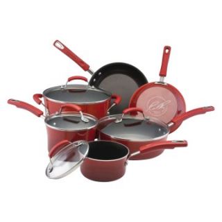 Rachael Ray Porcelain Enamel II 10 Piece Cookware Set   Two Tone Red   Cookware Sets