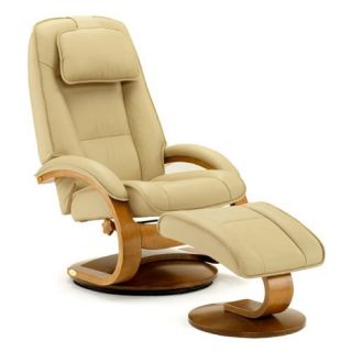 MAC Motion Oslo Collection Leather Wing Back Recliner with Ottoman   Recliners