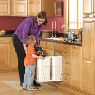 Rev A Shelf Double Pull Out Full Extension Slides 27 qt. Trash Can   Kitchen Trash Cans
