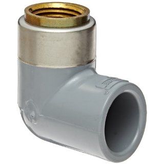 Spears 807 CBR Series CPVC Pipe Fitting, 90 Degree Elbow, Schedule 80, Gray, 3/4" Socket x 1/2" Brass NPT Female Industrial Pipe Fittings