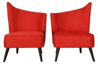 Armen Living Elegant Accent Chair with Flaired Back   Red Microfiber   Accent Chairs