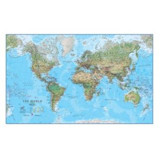 World Physical Laminated Wall Map   54W x 33H in.   Learning Aids