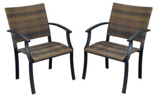 Home Styles Newport All Weather Wicker Dining Chairs   Set of 2   Wicker Chairs & Seating
