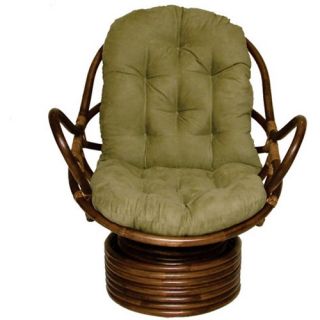 Rattan Coil Base Swivel Rocker with Micro Suede Cushion   Indoor Rocking Chairs