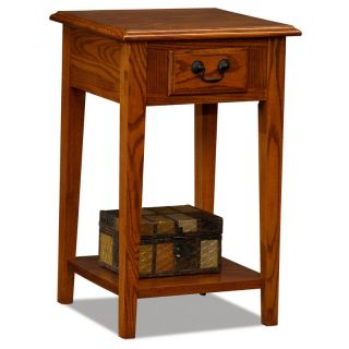 Hardwood 15 Inch Chairside End Table in Medium Oak   End Tables