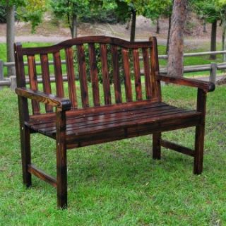 Shine Company Belfort Curved Back Garden Bench   Burnt Brown   Outdoor Benches