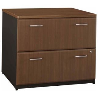 Bush Series A Lateral File in Sienna Walnut and Bronze   File Cabinets