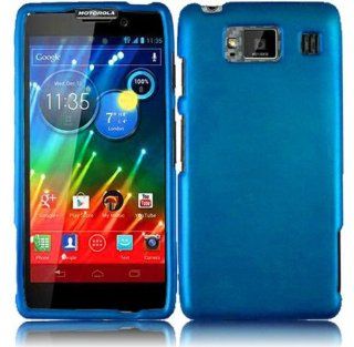 VMG 3 Item Combo for Motorola Droid RAZR MAXX HD XT926M Cell Phone Hard Case Cover   COOL METALLIC BLUE Matte 2 Pc Plastic Snap On + LCD Clear Screen Protector + Premium Coiled Car Charger for Verizon Motorola Droid RAZR "MAXX HD" HD Version Only