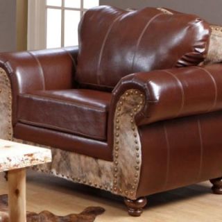Chelsea Home 100% Top Grain Leather St. Thomas Brunett Saddle Me Up Chair   Club Chairs