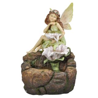 Alpine Fairy with White Flowers LED Floor Outdoor Fountain   Fountains