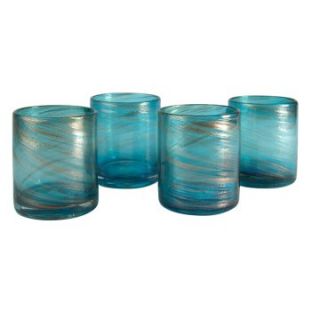 Artland 16 oz. Shimmer Double Old Fashion Glass   Turquoise   Set of 4   Liquor Glasses