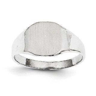 14k White Gold Signet Ring. Gold Weight  2.88g. 9.2mm x 8.1mm face Jewelry