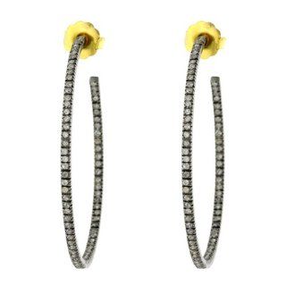 14kt Yellow Gold Gold 2.14ct Diamond Pave Fashion Hoop Earrings Jewelry Jewelry