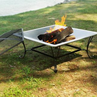Florence 33 Inch Square Stainless Steel Fire Bowl   Fire Pits
