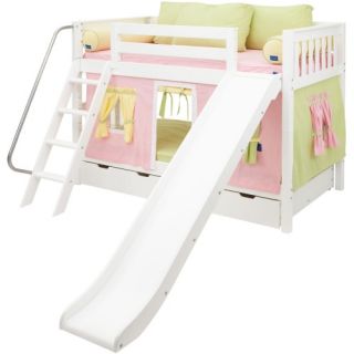 Laugh Girl Twin over Twin Slat Slide Tent Bunk Bed   Trundle Beds