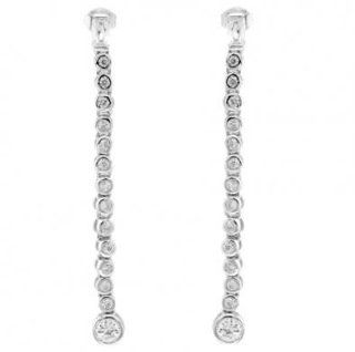 Sterling Silver Snake Earrings Lined Up with High Quality Round Cut Colorless Cz Silver Jewelry Forever Jewelry