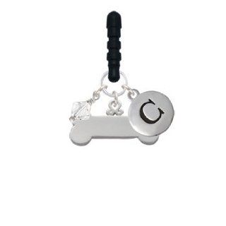Dog Bone (Medium) Initial Phone Candy Charm Silver Pebble Initial C Cell Phones & Accessories