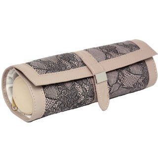 Personal Travel Jewelry Organizer Roll Case in Flirtatious Lacey Print Mauve Watches