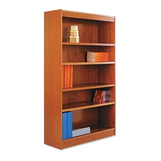 Alera BCS56036MC Square Corner Wood Veneer Bookcase   Medium Cherry   Bookcases