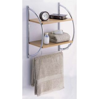 Organize It All 2 Tier Wood Mounting Shelf with Towel Bars   Towel Racks