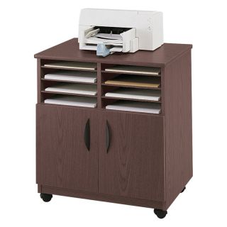 Safco Mobile Machine Stand with Sorter   Mahogany   Computer Carts