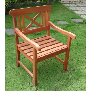 Natural Eucalyptus Wood Crossback Dining Chair   Outdoor Dining Chairs