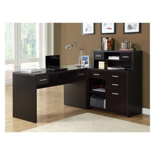 Monarch Cappuccino Hollow Core L Shaped Home Office Desk   Desks
