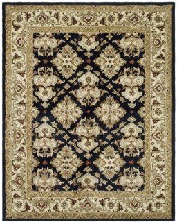 Safavieh HG817A Heritage Collection 6 Feet by 9 Feet Handmade Hand spun Wool Area Rug, Black and Ivory  