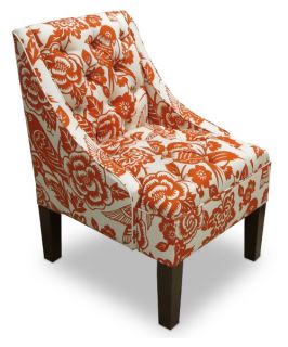 Upholstered Tufted Swoop Arm Chair in Canary Tangerine   Accent Chairs