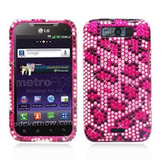 Aimo Wireless LGMS840PCDI123 Bling Brilliance Premium Grade Diamond Case for LG Connect 4G LS840   Retail Packaging   Pink Leopard Cell Phones & Accessories