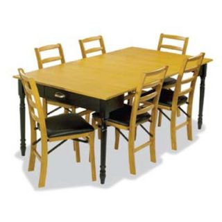 Stakmore Provincial Style Expanding Dining Set with Distressed Black Table Frame and Oak Finish Top   Dining Table Sets