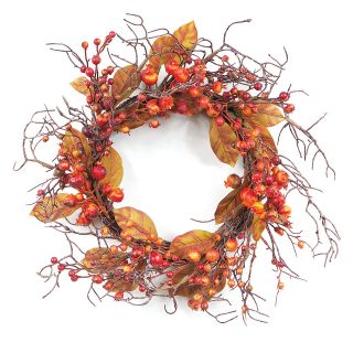21 in. Berry and Leaves Wreath   Wreaths