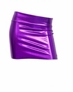 Purple Shiny Liquid Mini Skirt Elastic Waist Band