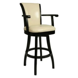 Pastel Glenwood 26 in. Swivel Counter Stool with Arms   Feher Black   Bar Stools