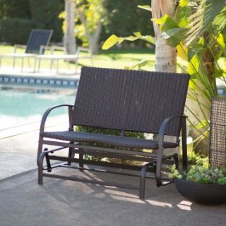 Coral Coast Briar Wicker Double Glider with Mahogany Frame   Outdoor Gliders