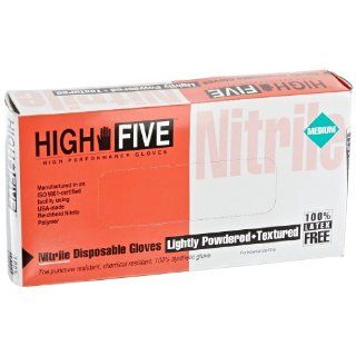 High Five N842 10 Nitrile Glove, Chemical Resistant, Powdered, 5 6 mil Thickness, 9 1/2" Length, Medium, Blue (Case of 1000) Science Lab Chemical Resistant Gloves