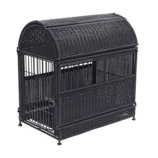 Jeco Wicker Dog House   Round Top   Dog Crates