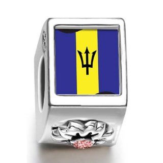Barbados Flag July birthstone Photo Flower European Charm Bead Jewelry