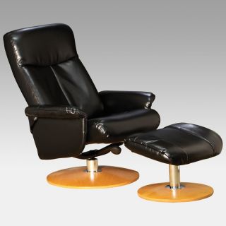 Mac Motion   8009 Series Leather Recliner and Ottoman   Black/Natural   Leather Club Chairs