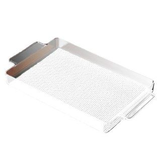 Kraftware 12 by 20 Inch Lucite Rectangular Tray Lined with Skid Resistant Fishnet, White Fabric Kitchen & Dining